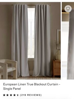Quince European Luxe Linen  Blackout Curtain Panels 48x96 (2 panels) White)
